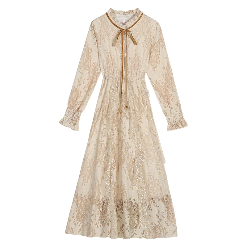 

Vintage Lace Dress Women Maxi Long Dress Elegant Lady Summer Dress 2019 Long Sleeve High Waist A-Line Party Dresses Vestidos