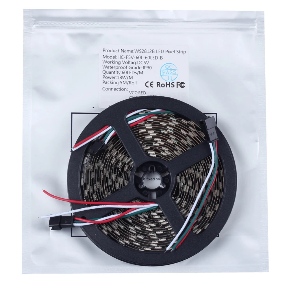 IP30 30/60/74/96/144led на метр 1m2m3m5m черный/белый печатных плат WS2812B Смарт RGBW цвет интрига