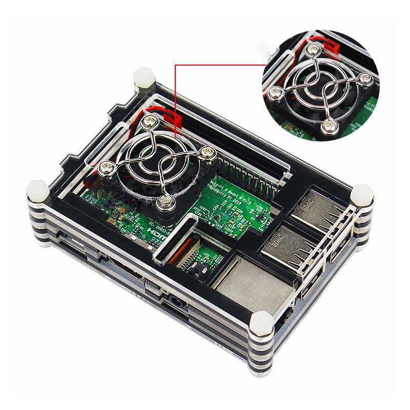 Raspberry Pi 3 Модель 3B/3B + чехол pi3 коробка многослойная оболочка с вентилятором и