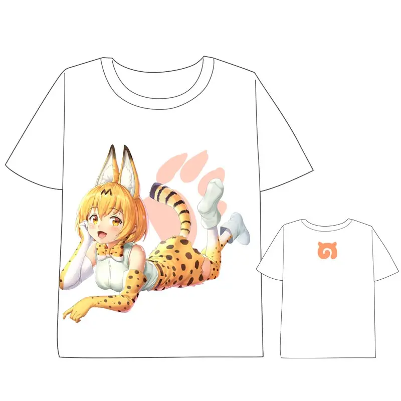 Мужская и женская футболка с коротким рукавом аниме Kemono Friends забавная летняя
