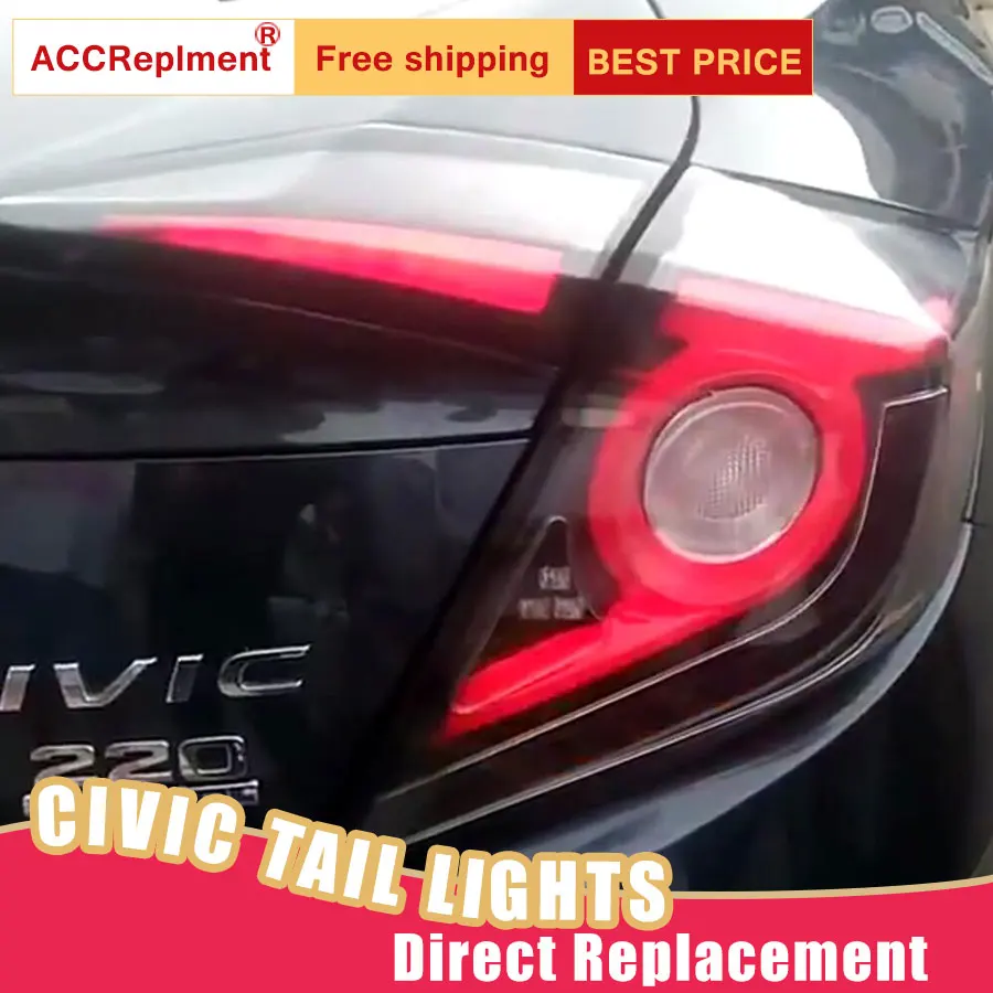Задний светодиодный фонарь s в сборе для Honda Civic 2016-2018 стоп-сигнал задний DRL |