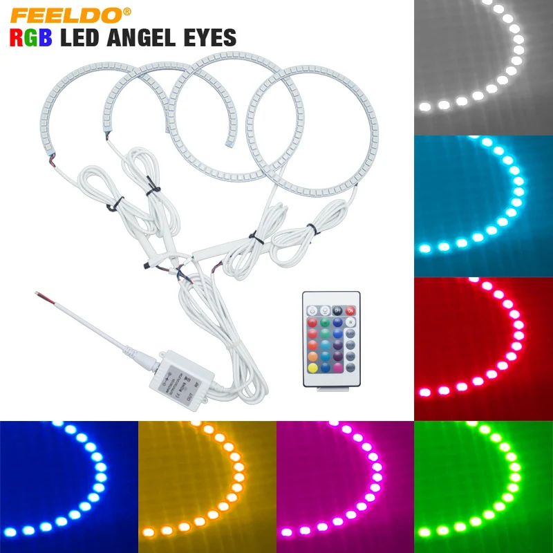 FEELDO 4 шт./компл. автомобисветодиодный светодиод RGB ангельские глазки гало