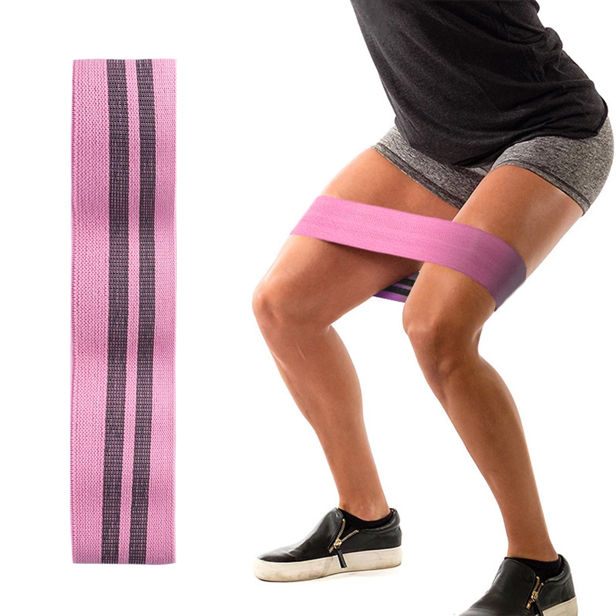 1 шт. эластичная повязка на бедрах розовый для активных приседаний поднятия попа