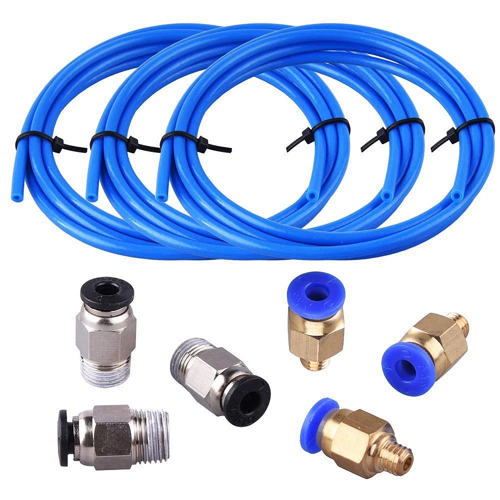Тефлоновая трубка Ptfe синяя (1 5 метра) с 3 Штуцерами для Pc4 M6 и штуками M10 наружная