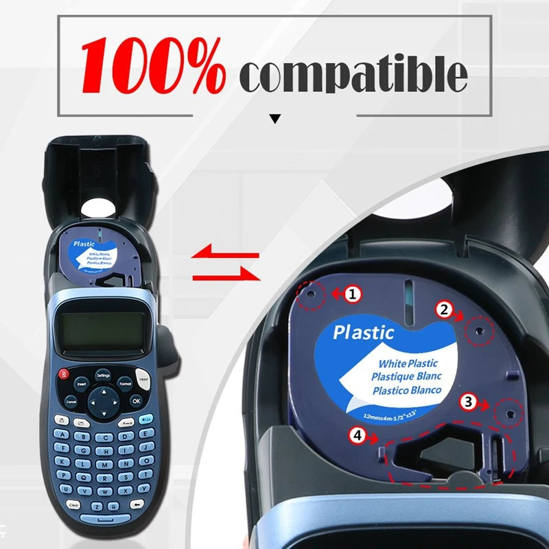 AIMO 1 упаковка для DYMO Letratag пластиковая лента 12 мм черный на белом LT 91201 91331 dymo