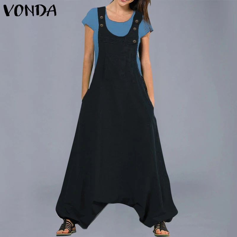Женские комбинезоны VONDA летние повседневные хлопковые шаровары брюки женские