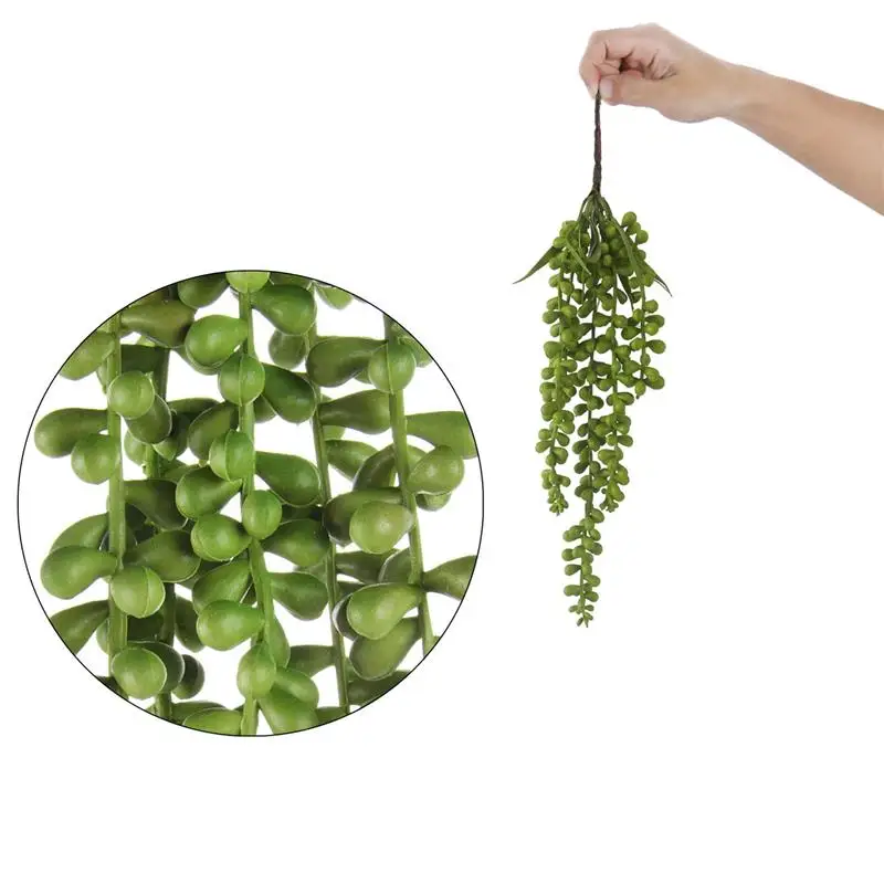 Artificial Succulents Pearls Fleshy Green Vine Flowers Hanging Rattan Wall Garden Decoration Flower Lover Tears Succulent Plants images - 6