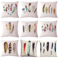 watercolor tribal feather pillow case throw pillowcase cotton linen printed pillow covers office home textile