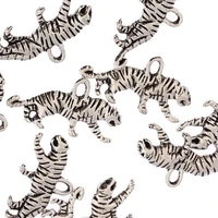 10pcs charms 3d tiger wild pendant beads for jewelry accessories making craft diy eu bracelet for unisex finding
