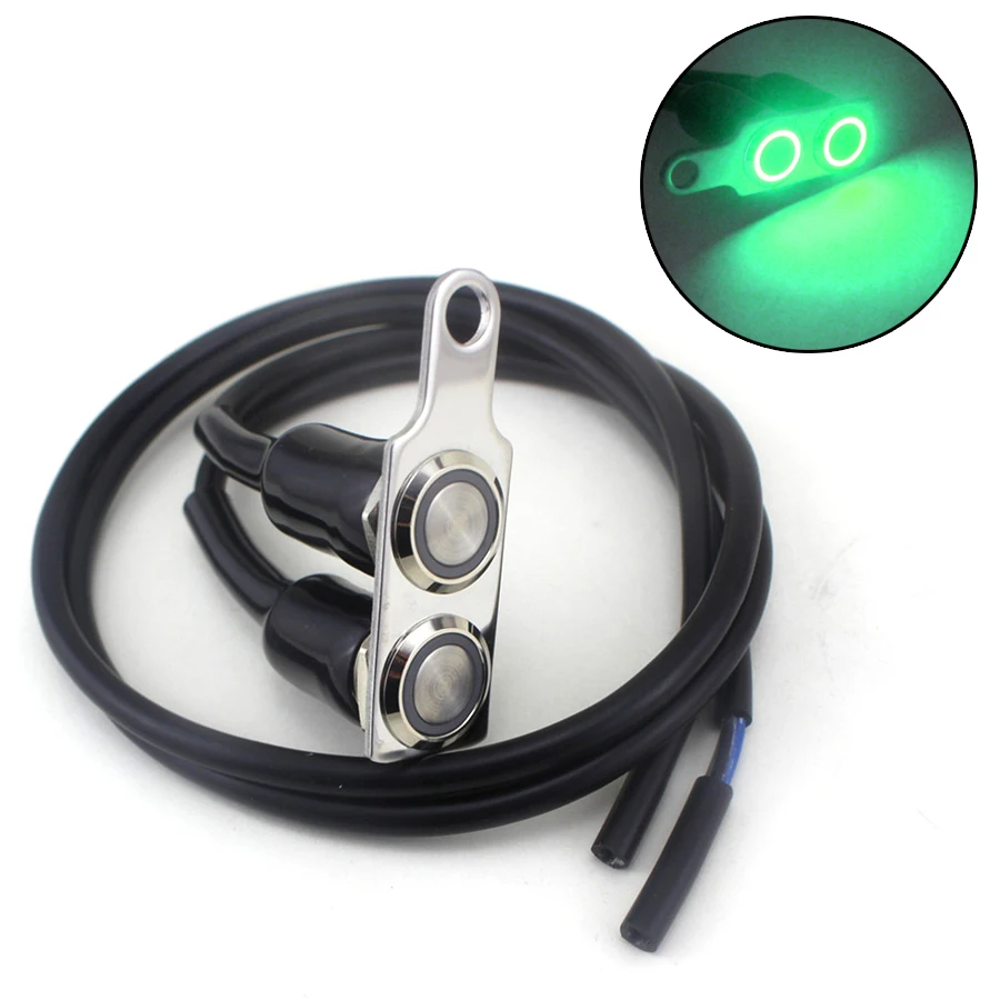 

Green LED Motorcycle Handlebar Dual Button Switch Self-return Reset Switch Button Adjustable Aluminum Alloy Waterproof