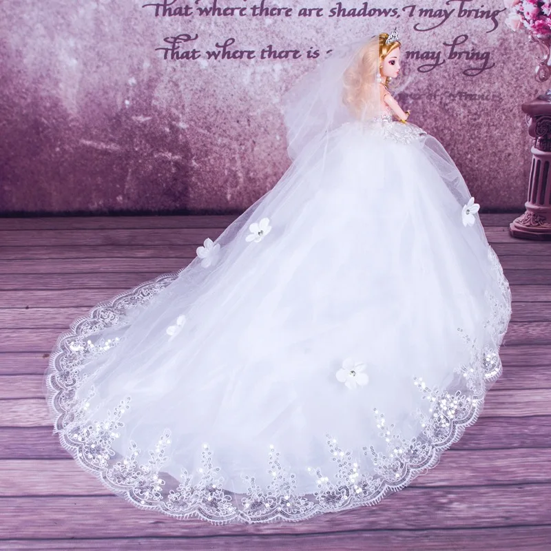 Свадебная кукла Sequin Princess-Gift 3D Eyes замужем Невеста украшения большой хвост тряска