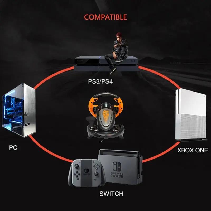 Симулятор гоночной машины рулевое колесо для Sony PC/PS3/PS4/X ONE/переключатель