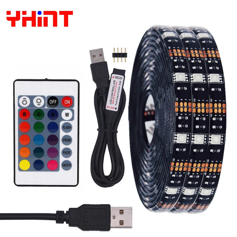 Светодиодные ленты Водопроницаемый с высокой яркостью DC5V 5050 RGB 5 м гибкая ТВ/ПК