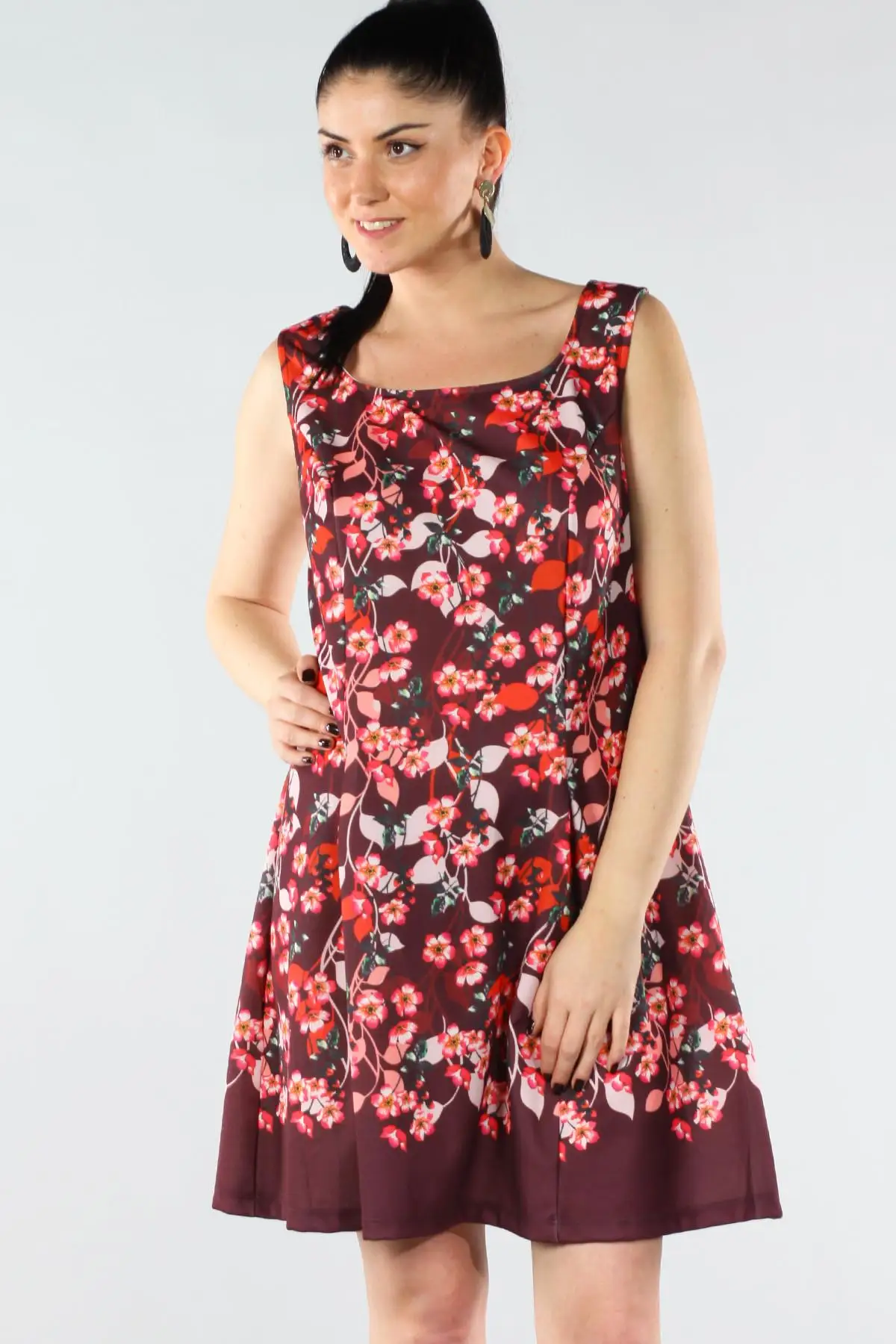 Sans Textile женское плиссированное платье с цветочным узором и поясом 65N9726|Женские