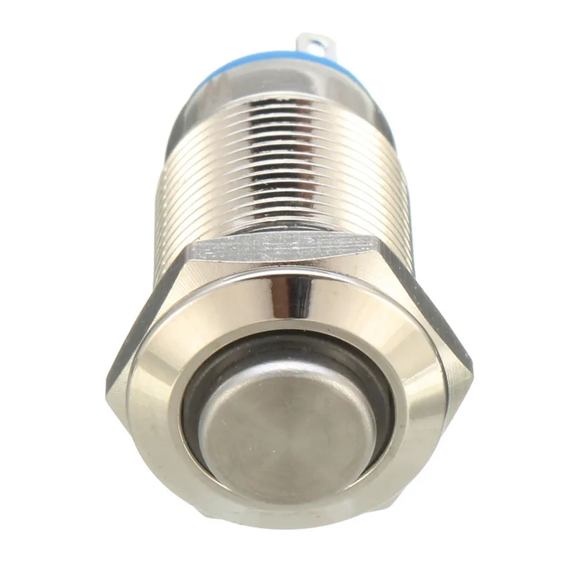 Серебристый 12 мм светодиодный металлический кнопочный фиксирующий