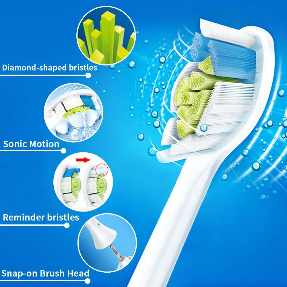 4 шт Съемные насадки для зубной щетки зубных щеток Philips Sonicare DiamondClean HydroClean черно