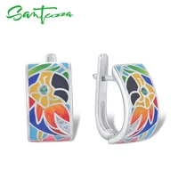 santuzza silver earrings for women 925 sterling silver white cz handmade enamel parrot colorful unique earring fashion jewelry