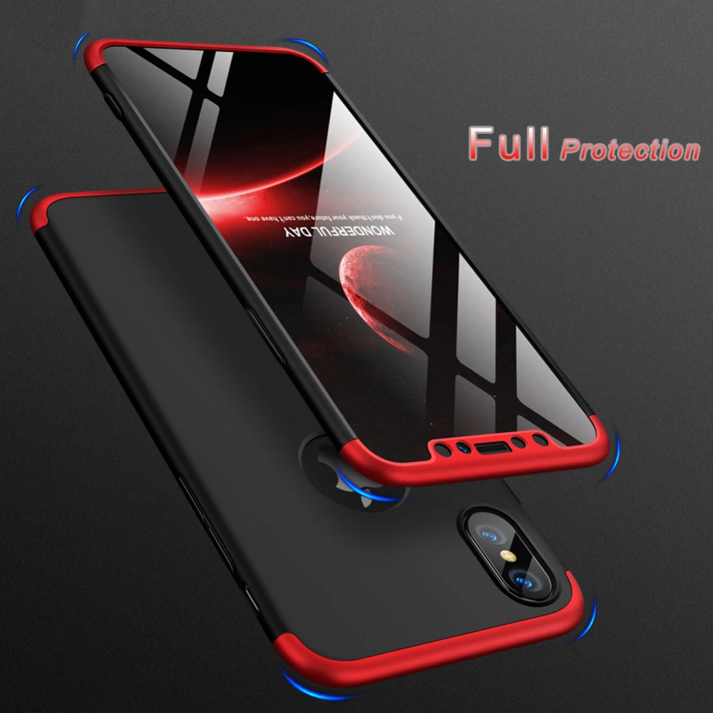 BALMORA 360 Degree Full Protection Case For iPhone X Xs Max 3 in 1 PC Hard Phone Cases 5 5S 6 6s 7 8 Plus Fundas Capa |