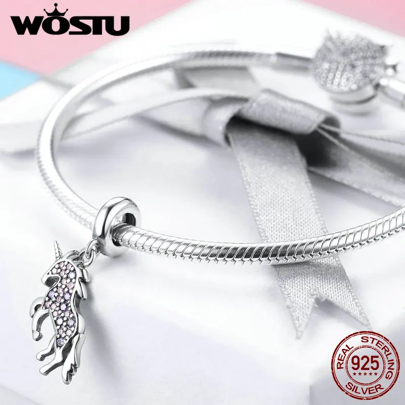 Ожерелье и браслет WOSTU CQC996 из стерлингового серебра 925 пробы с мерцающим