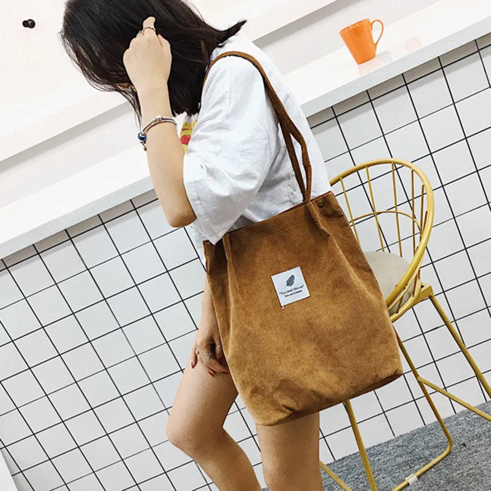 

Women's Canvas Solid Corduroy Shoulder Bags Shopping Bag Tote Package Crossbody Bags Purses Handbag Vintage Purse Cloth Bucket