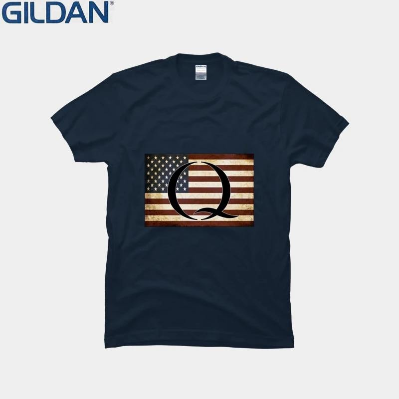 Графический Qanon флаг США футболка сумасшедшая Классическая мужская нормальная