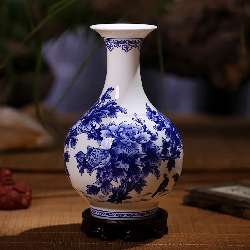 Высокое качество Цзиндэчжэнь синий и белый фарфор вазы тонкой кости Китай ваза