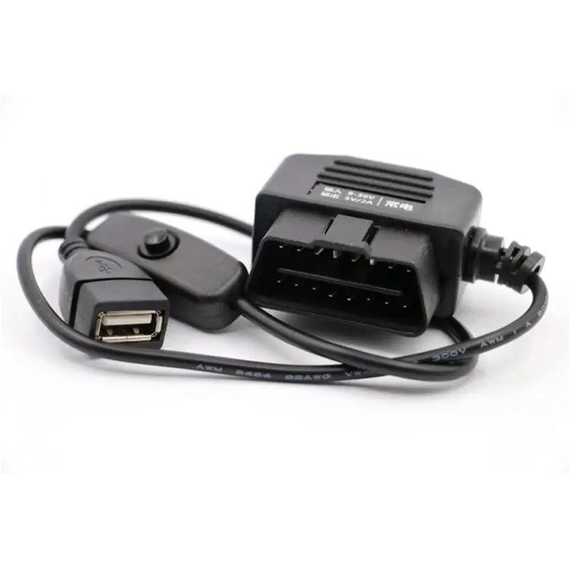 Non-destructive Power Acquisition Step-down Cable Of Intelligent OBD Driving Recorder USB Module Port 12V To 5V Parking Monitori |