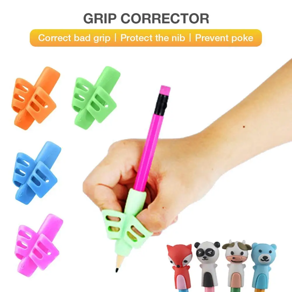 

Children Pencil Holder Tools Silicone Two Finger Ergonomic Posture Correction Tools Pencil Grip Aid Grip Stationery Accessory