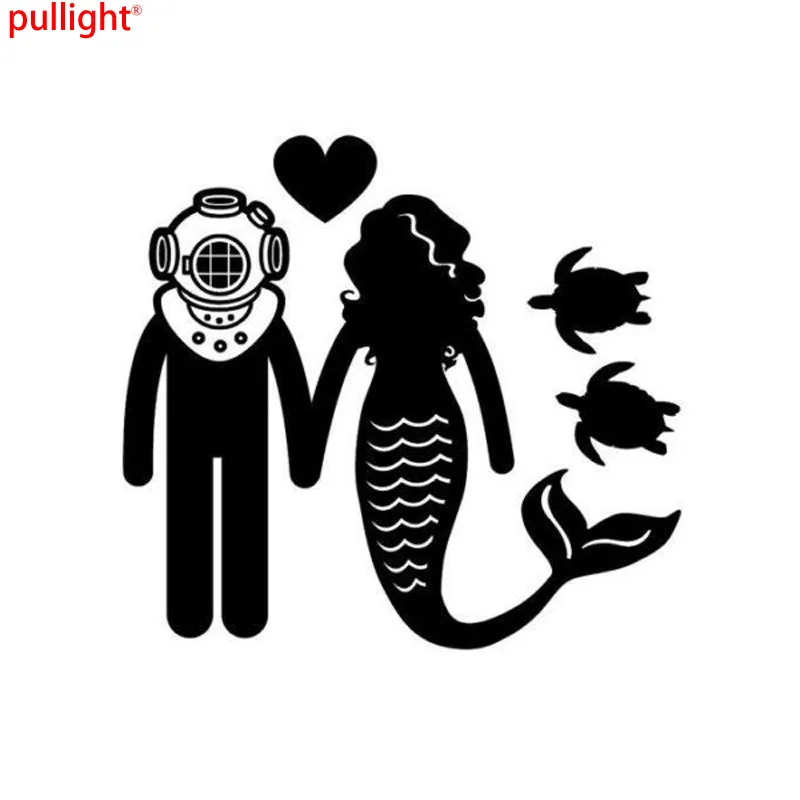 19CM*17.6CM Sailors Mermaid Car Stickers Diving Diver Sea Ocean vinyl decal stickers Cute Fashion Funny | Автомобили и мотоциклы