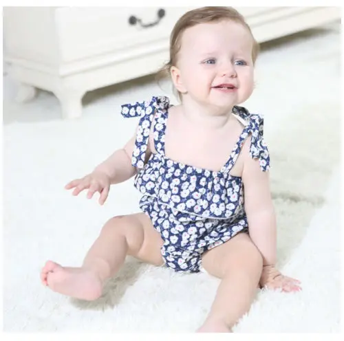 Chiffon Infant Baby Girls Floral Bodysuit Jumpsuit Summer Outfit Clothes Ruffles Cotton Off Shoulder | Детская одежда и обувь