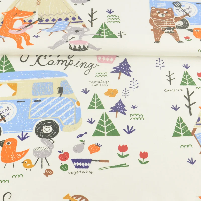 Закладка хлопок ткань украшения дом текстиль стегальная Happy Camping Tecido лоскутное