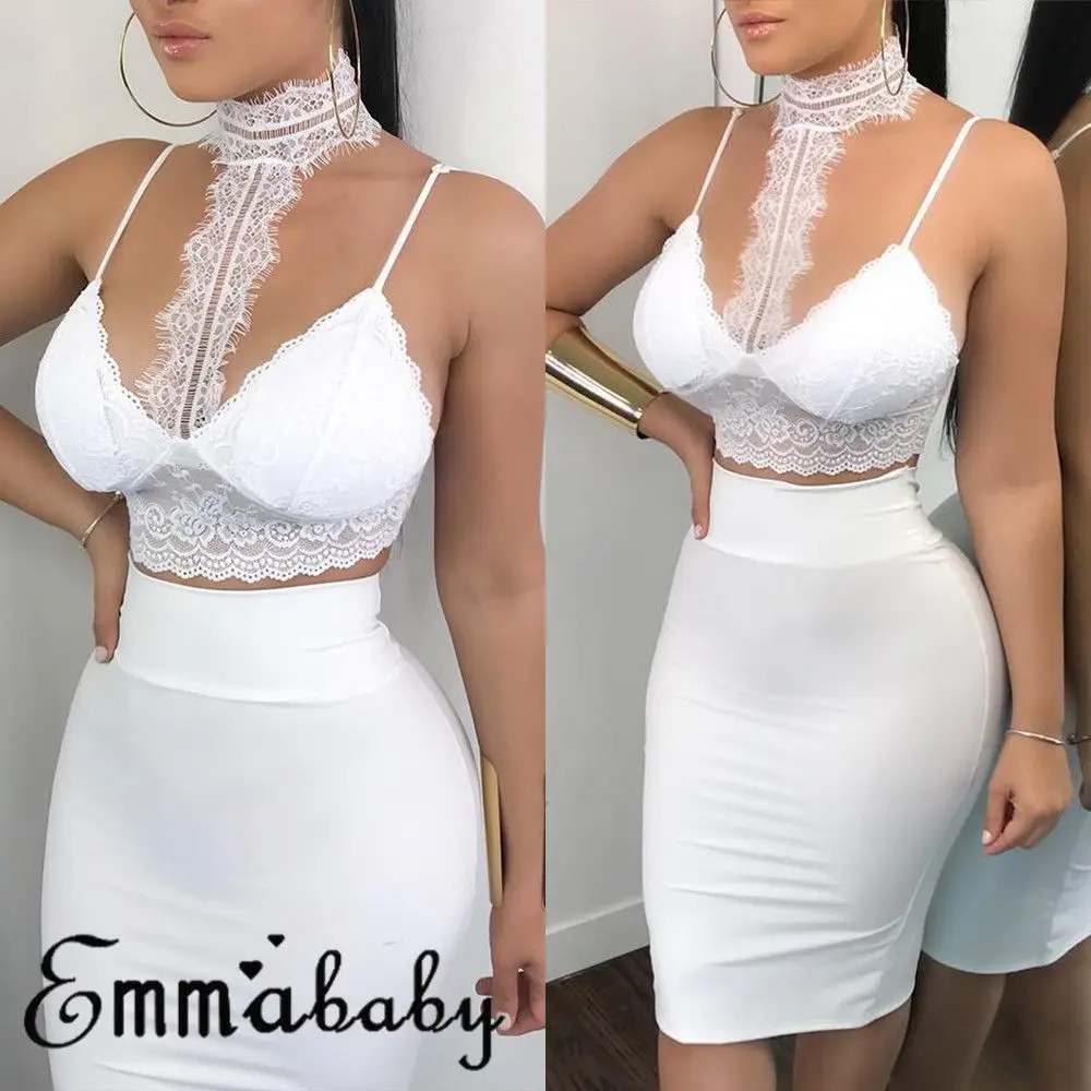 Новинка 2019 Женская Клубная одежда пикантный укороченный топ повседневное белое