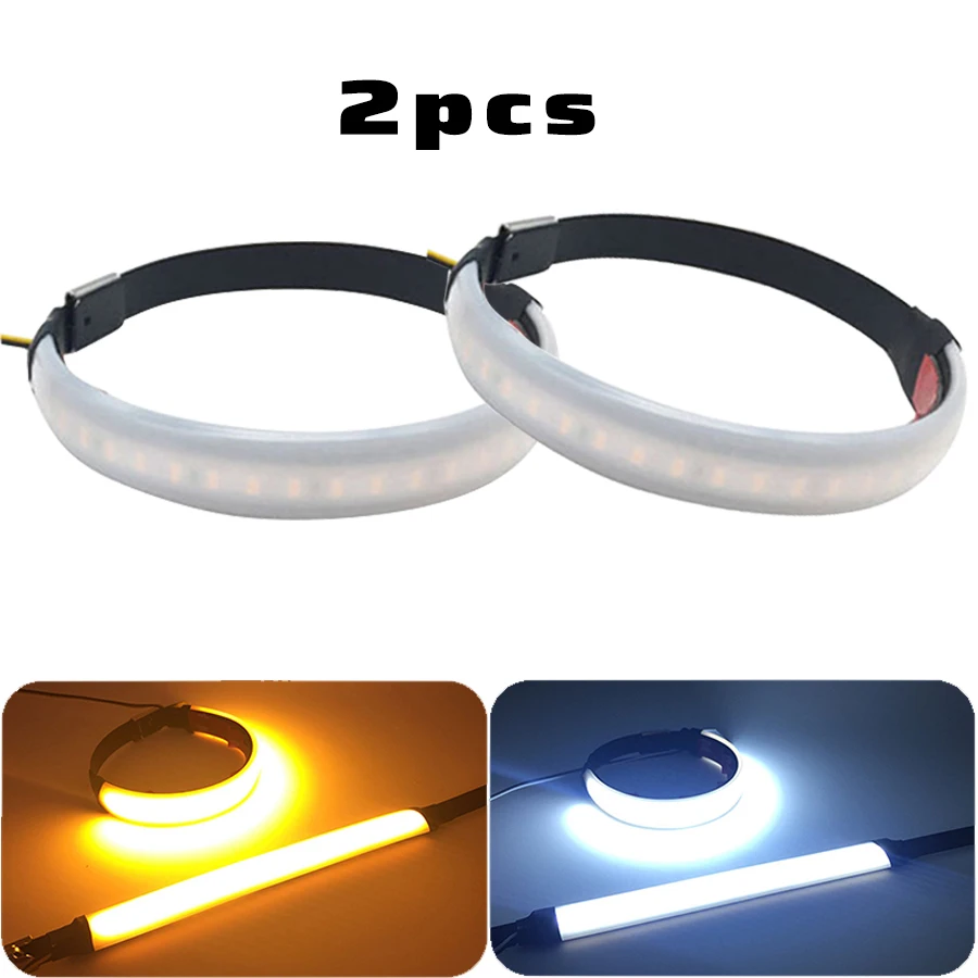 

2Pcs Universal Motorcycle LED Fork Lights DC 12V Strobe Adjustable Mode Fork Turn Signals Light White LED Strips