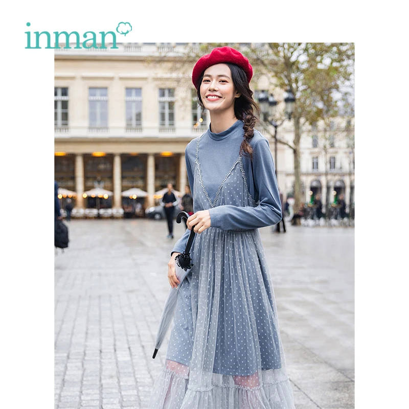 Женское платье двойка INMAN универсальное облегающее А силуэта со стоячим