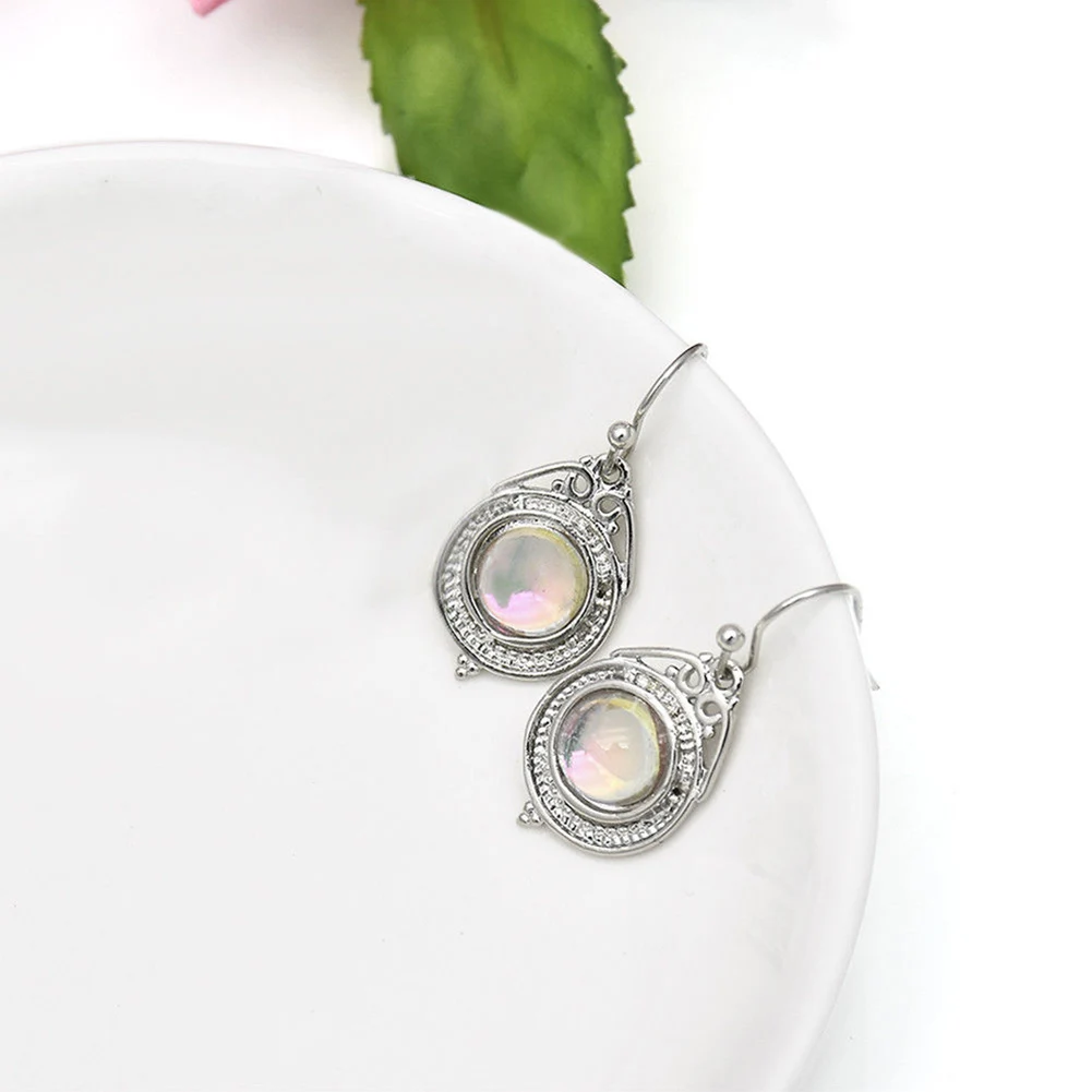 Женские серебряные с лунным камнем длинные Винтажные серьги ручной работы