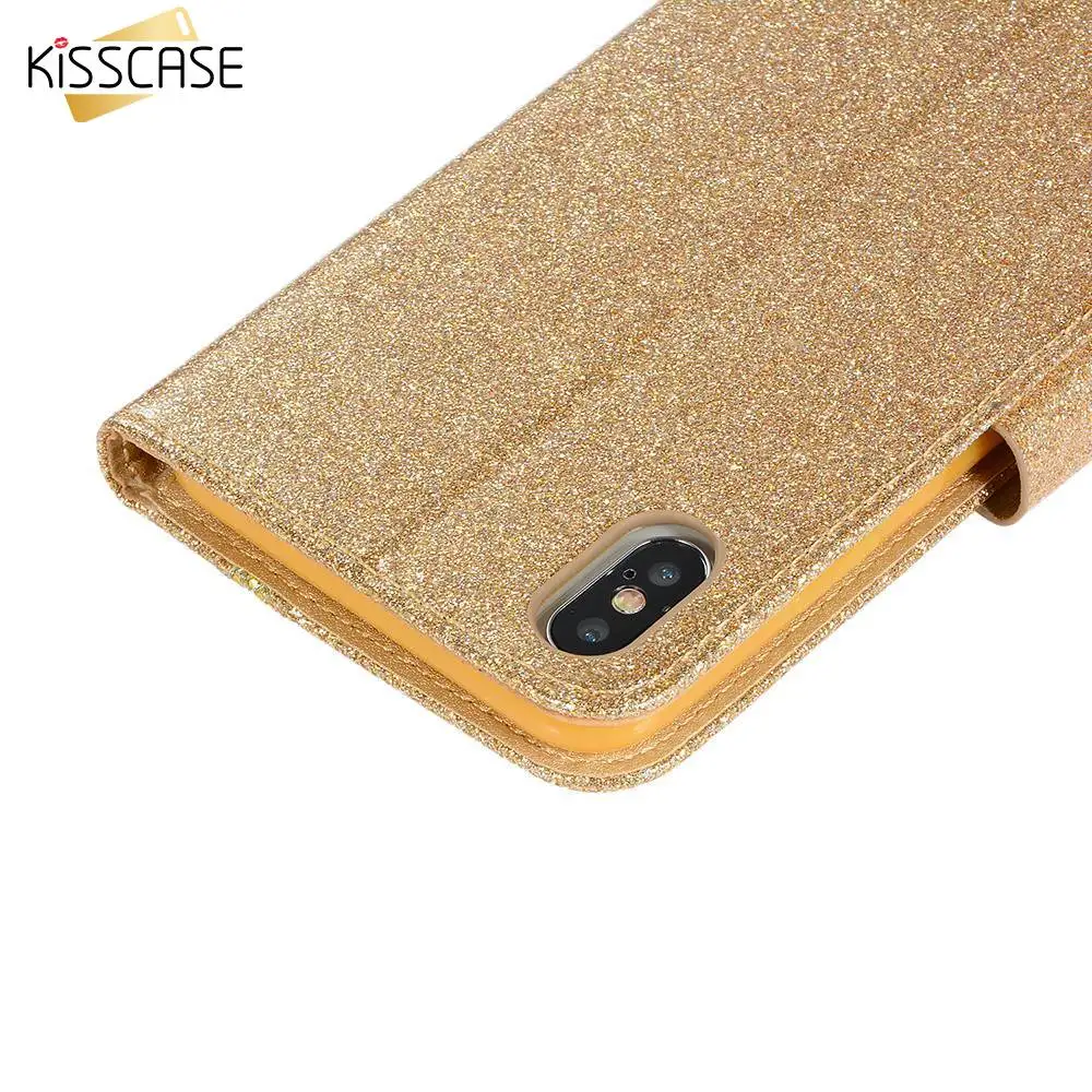 KISSCASE блестящий кошелек кожаный чехол для телефона держатель Samsung S7 Edge S8 блестящие