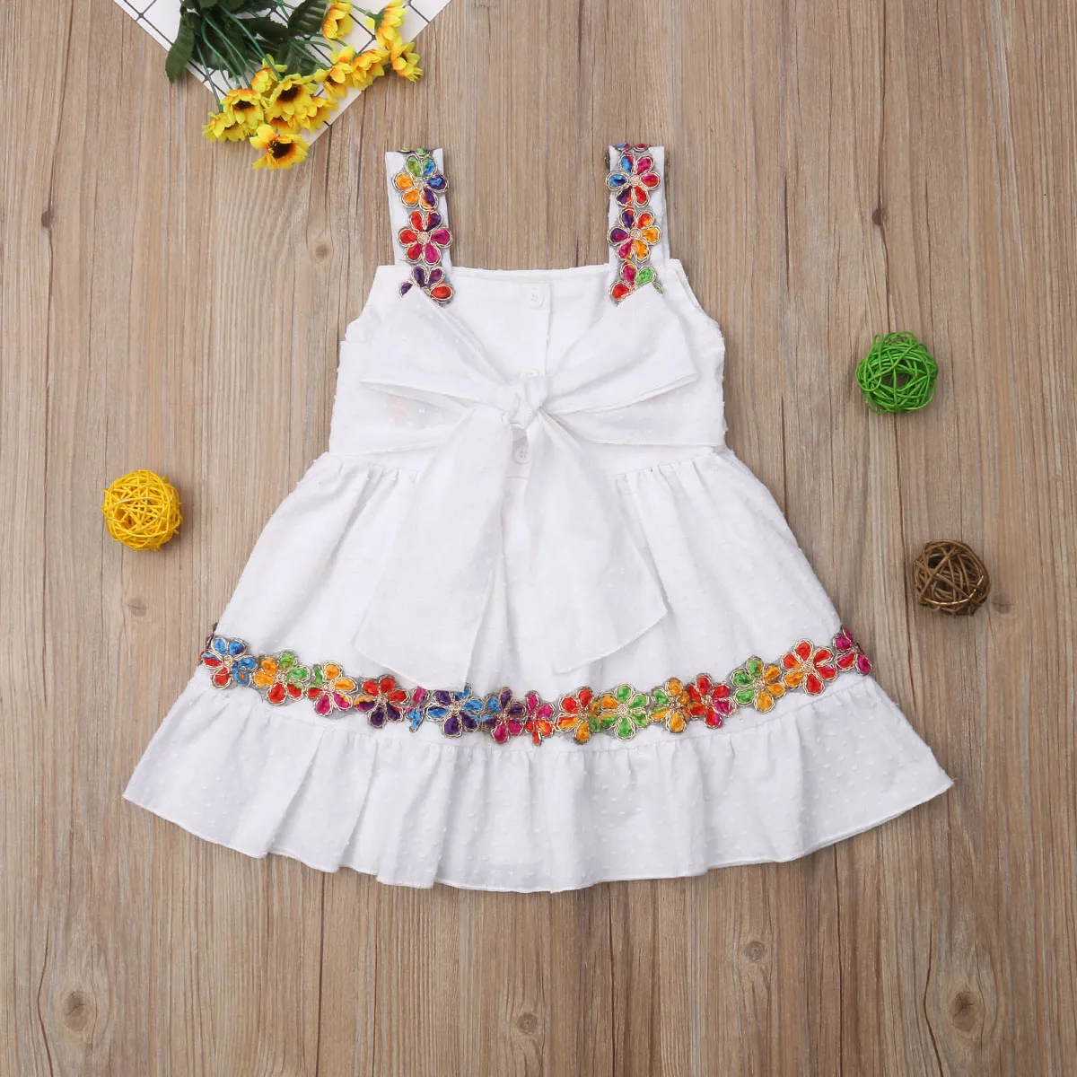 Sweet Flower Girl Princess Dress Baby Kid Party Wedding Bridesmaid Bow Knot Laciness Tutu White 1-6T | Детская одежда и обувь