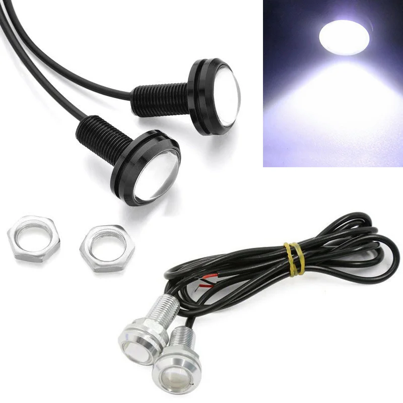 

JX-LCLYL 2pcs 23mm Eagle Eye LED Car DRL Daytime Running Fog Tail Light Lamp White