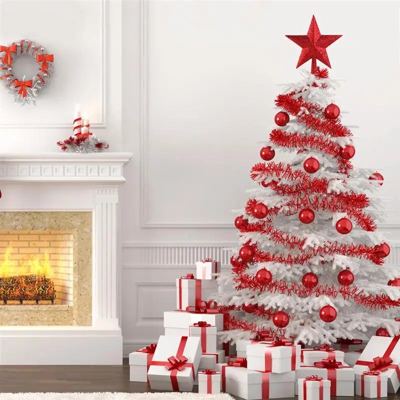 NICEXMAS 9 дюймов Красная звезда Рождественская елка Топпер сверкающие сокровища