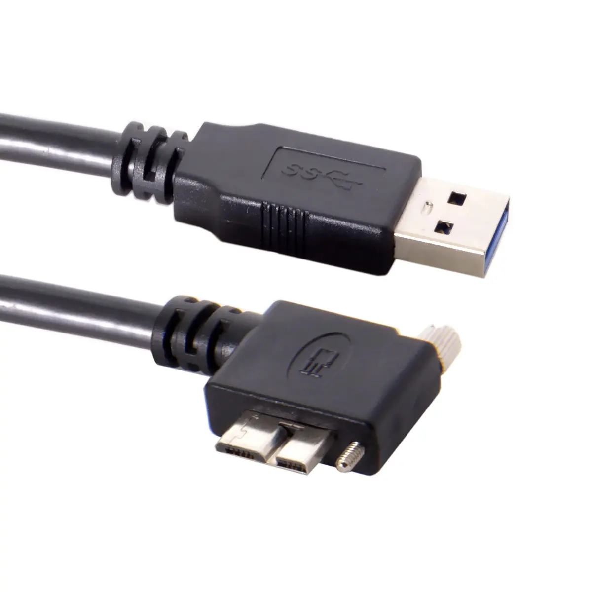 

CYDZ 90 Degree Left Angled Micro USB Screw Mount to 3.0 Data Cable for Industrial Camera 3m