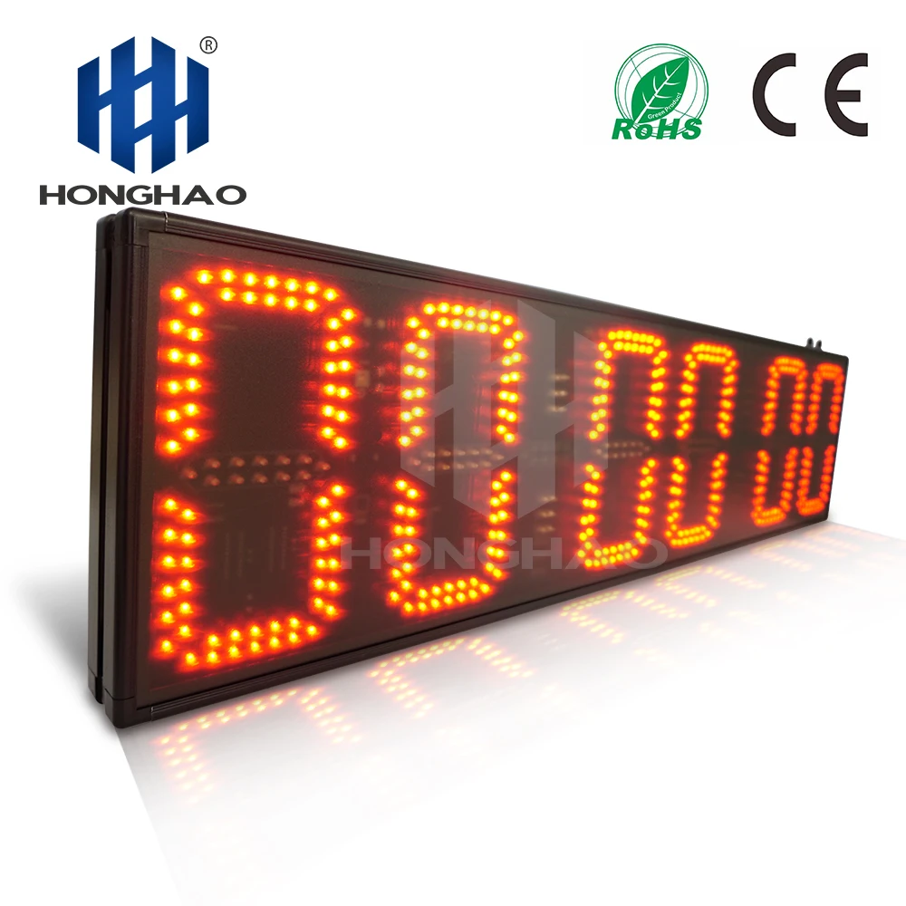 

Honghao Red LED 8'' 6 Digit Hot Sale Single-side Led Not-Waterproof Outdoor Race Timer Clock