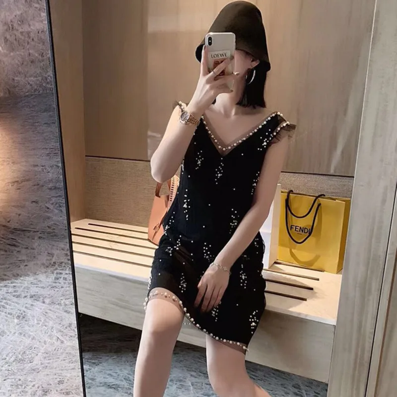 Женское Сетчатое платье без рукавов [EWQ] летнее Свободное в Корейском стиле с