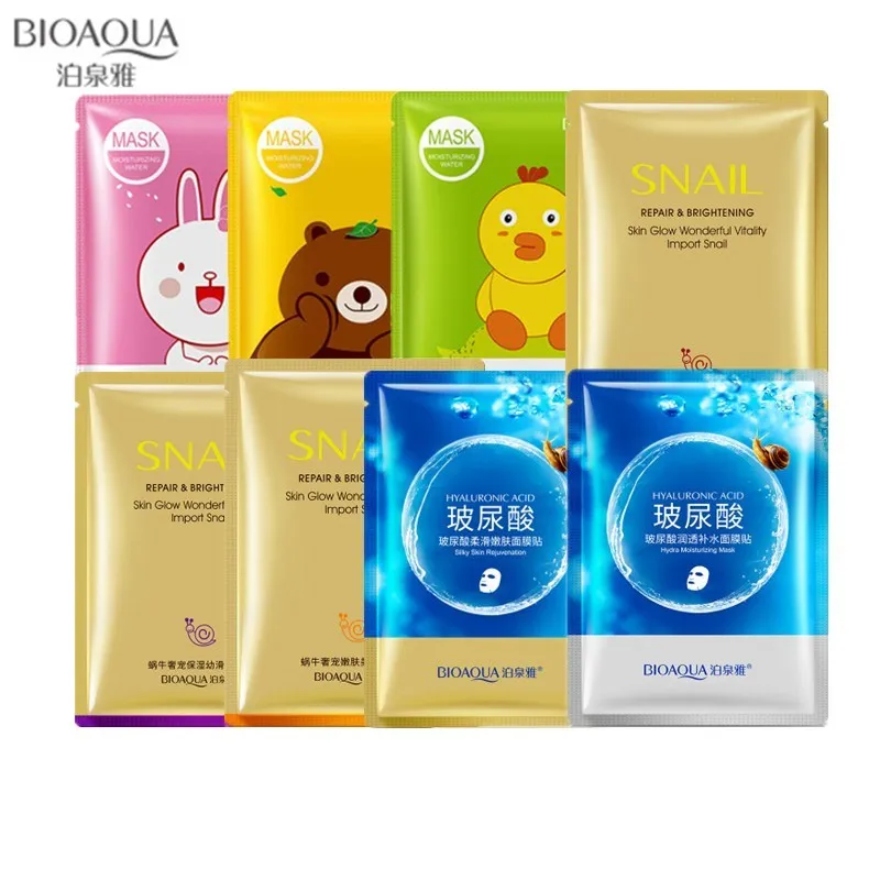 Bioaqua маска для лица Гиалуроновая кислота Улитка лимонное растение экстракты