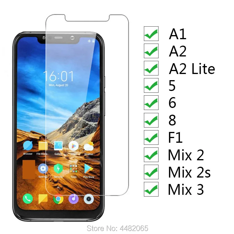 Защитное стекло для Xiaomi Mi A1 A2 Lite 5 6 8 Pocophone F1 Mix 2 2s 3 закаленное на My A 1 1a 2a 1f защита