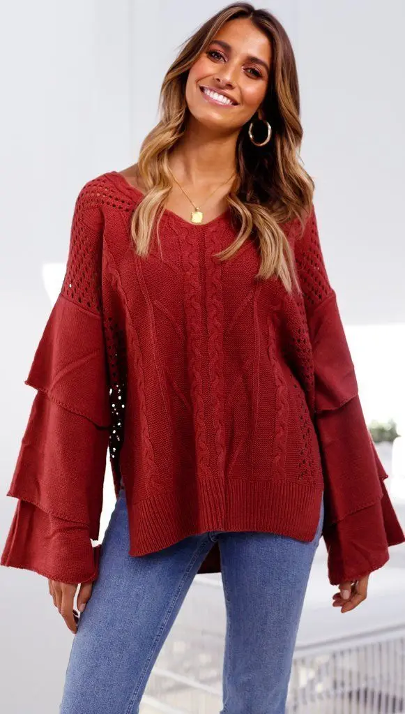 Новинка женские зимние теплые топы с v-образным вырезом вязаный свитер больших