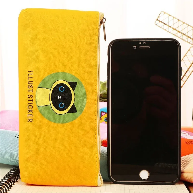 1 шт. милые цветные Мультяшные полиуретановые сумки карандаши чехлы Kawaii Кожаные