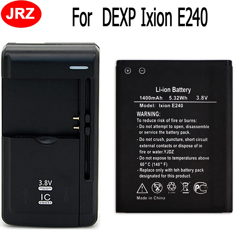 2 шт. высококачественный аккумулятор емкостью 1400 мАч для DEXP Ixion E240 + универсальное