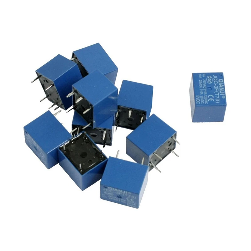 Реле мощности PCB 10 шт. DC 5V катушки 7A 240VAC 10A 125VAC/28VDC 5 шпильки SPST реле JQC-3F Тип