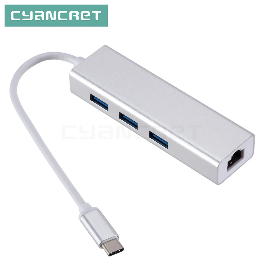 Док станция с адаптером Type C адаптер USB 3 1 на 0x3 Ethernet LAN RJ45 сетевая карта кабель для