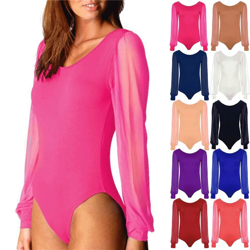 

Летнее прозрачное сексуальное боди женские комбинезоны, обтягивающие боди с длинным рукавом Сетчатое боди прозрачное боди с круглым вырез...